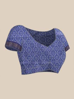 Geometric Printed Zari Leheriya Saree 7