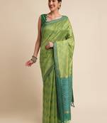 Geometric Printed Zari Leheriya Saree