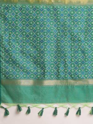 Geometric Printed Zari Leheriya Saree 6