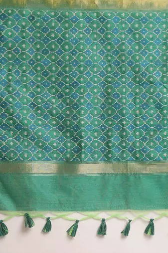 Geometric Printed Zari Leheriya Saree