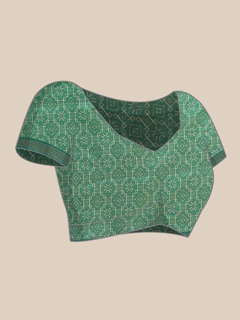 Geometric Printed Zari Leheriya Saree