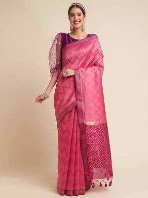 Geometric Printed Zari Leheriya Saree 1