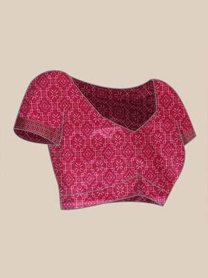 Geometric Printed Zari Leheriya Saree 7