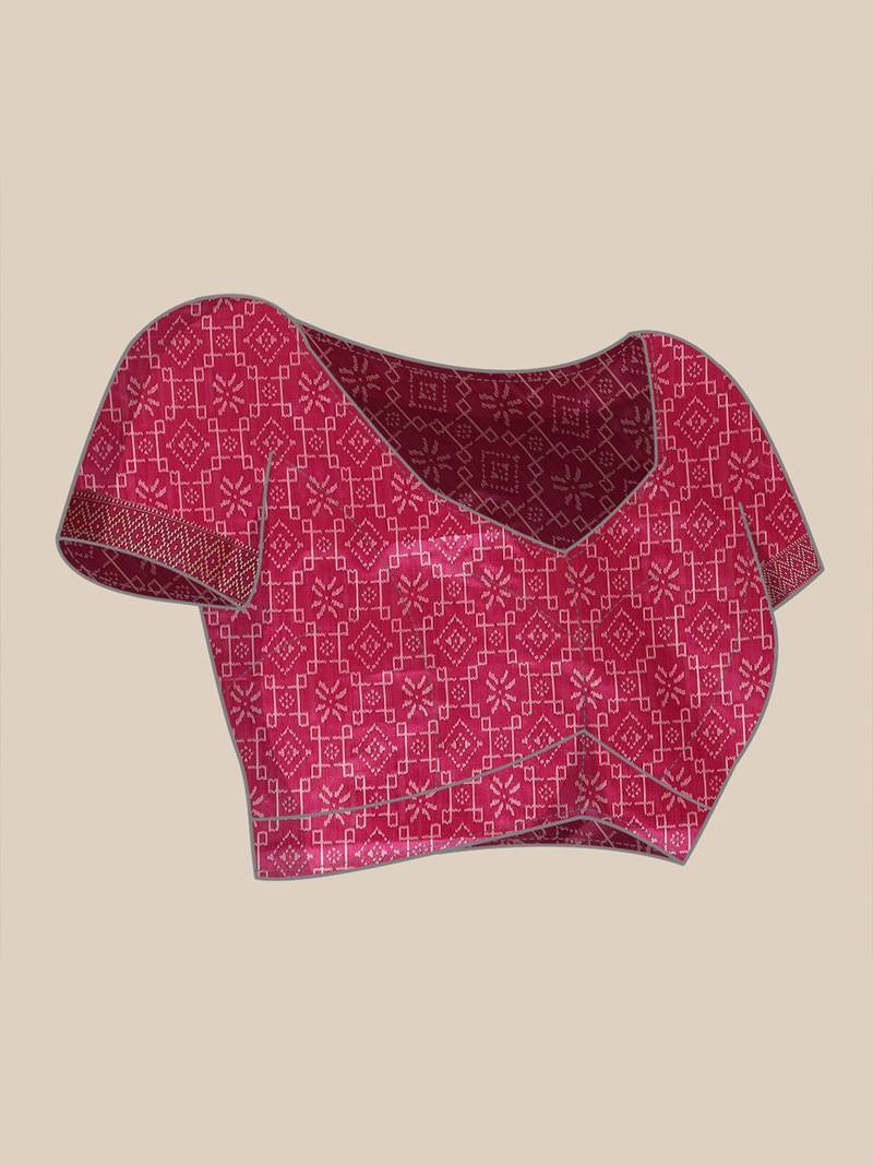 Geometric Printed Zari Leheriya Saree