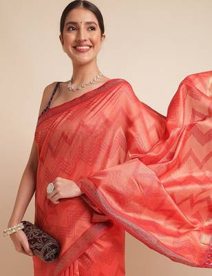 Geometric Printed Zari Leheriya Saree 5