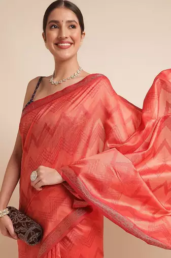 Geometric Printed Zari Leheriya Saree