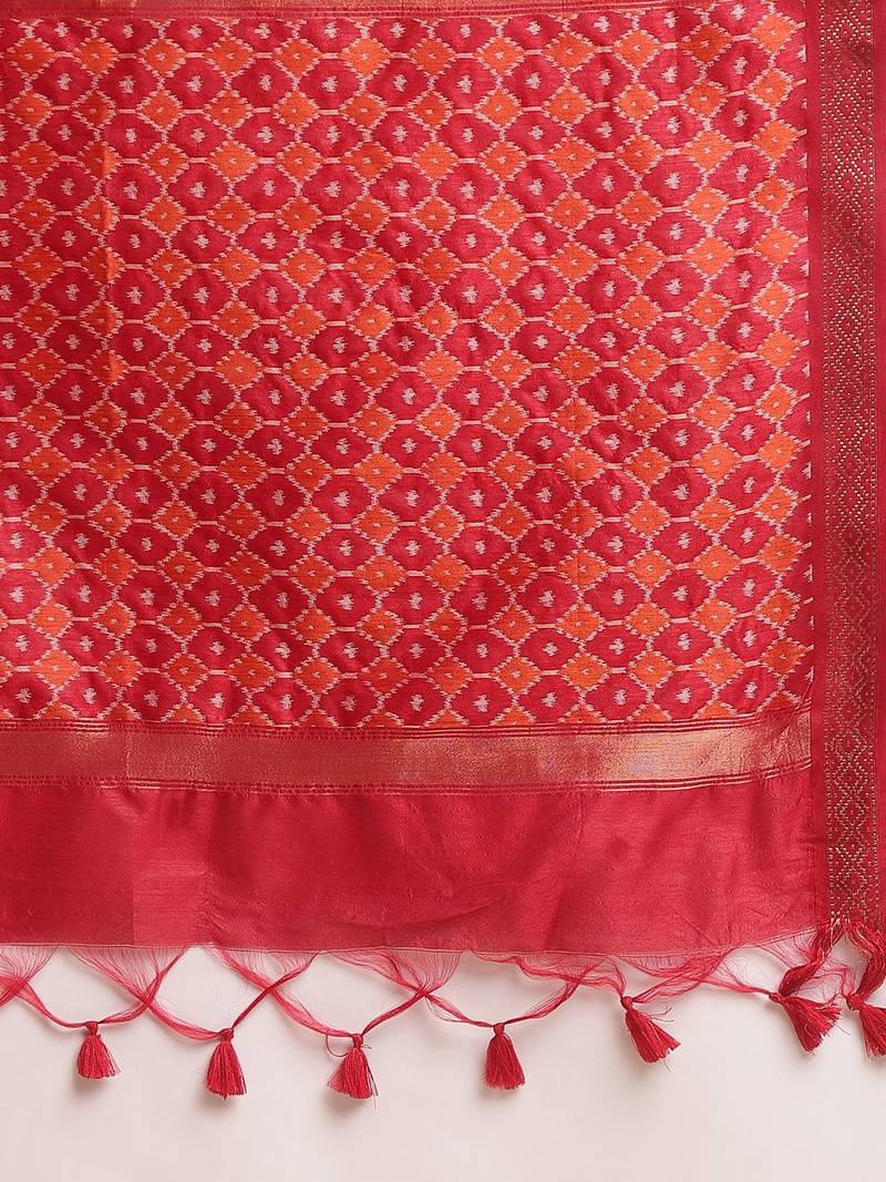 Geometric Printed Zari Leheriya Saree