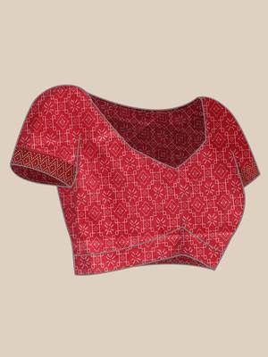 Geometric Printed Zari Leheriya Saree 7