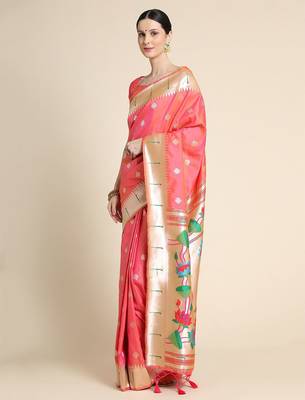 Ethnic Motifs Woven Design Zari Saree 2