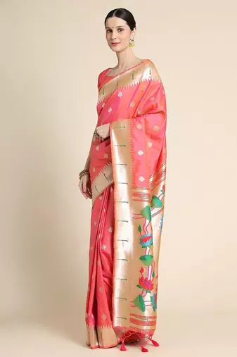 Ethnic Motifs Woven Design Zari Saree