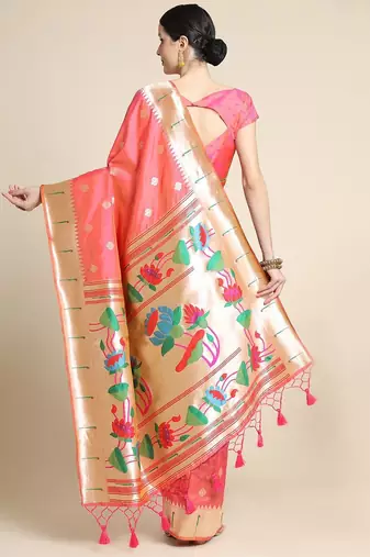 Ethnic Motifs Woven Design Zari Saree