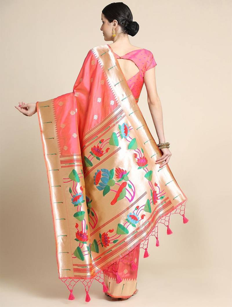 Ethnic Motifs Woven Design Zari Saree