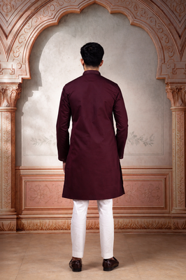 Wine color smart festive special embroidered kurta payjama for traditonal looks 2
