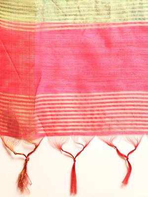 Colourblocked Silk Blend Tussar Saree 5