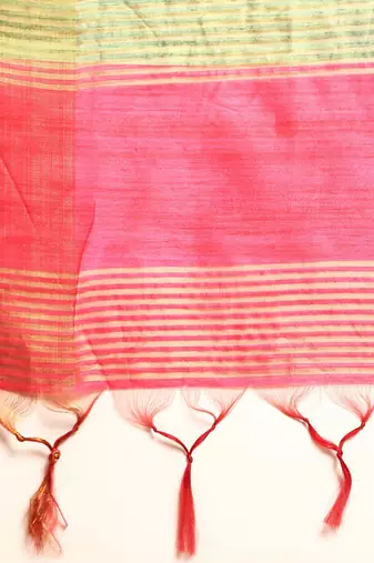 Colourblocked Silk Blend Tussar Saree