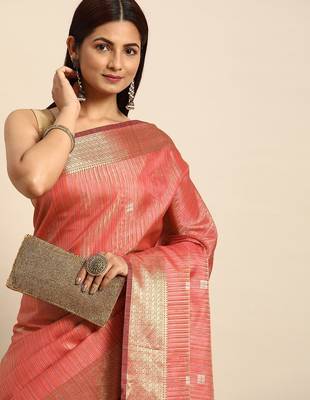 Striped Zari Linen Blend Baluchari Saree 1