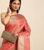 Striped Zari Linen Blend Baluchari Saree