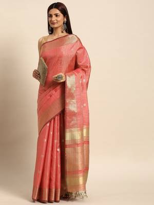 Striped Zari Linen Blend Baluchari Saree 2