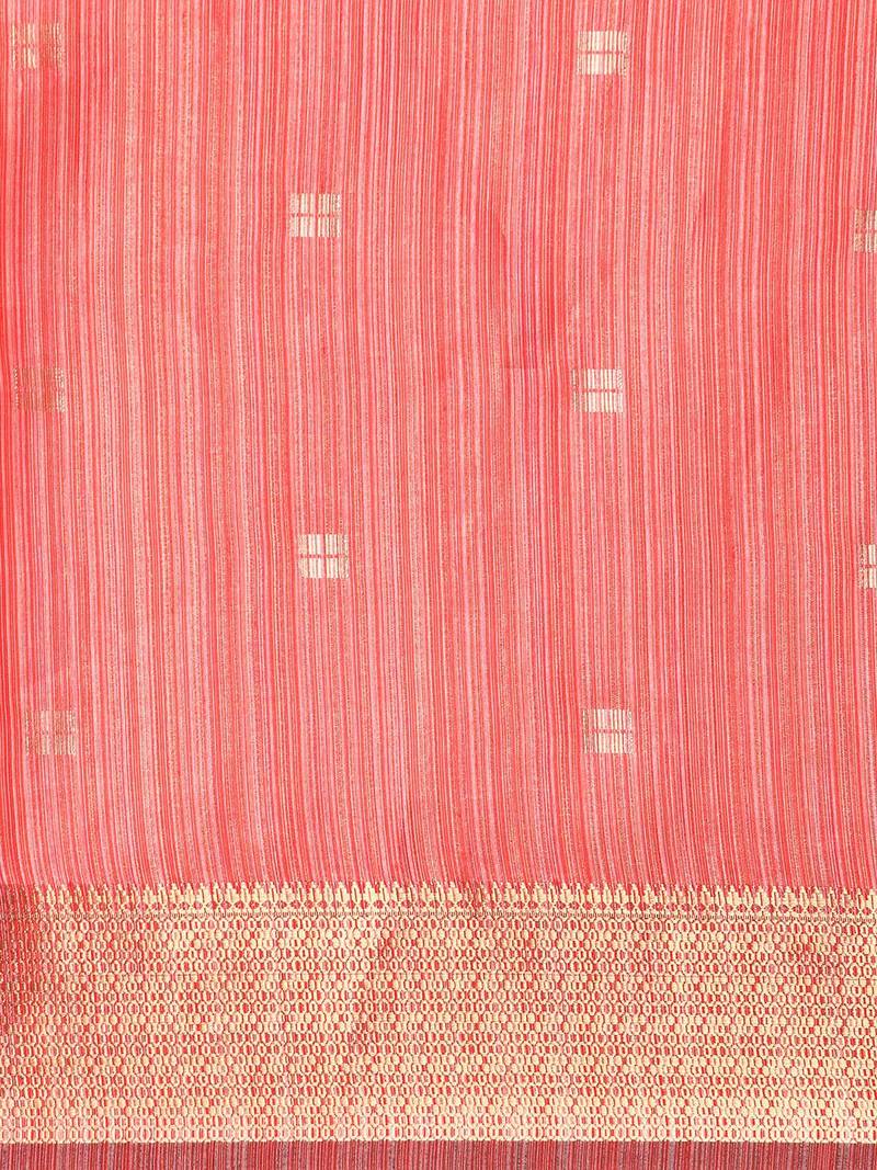 Striped Zari Linen Blend Baluchari Saree