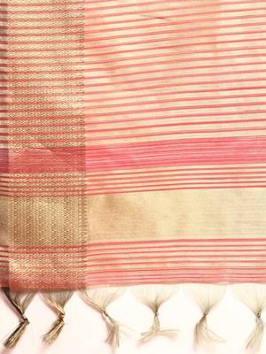 Striped Zari Linen Blend Baluchari Saree 5