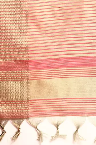 Striped Zari Linen Blend Baluchari Saree