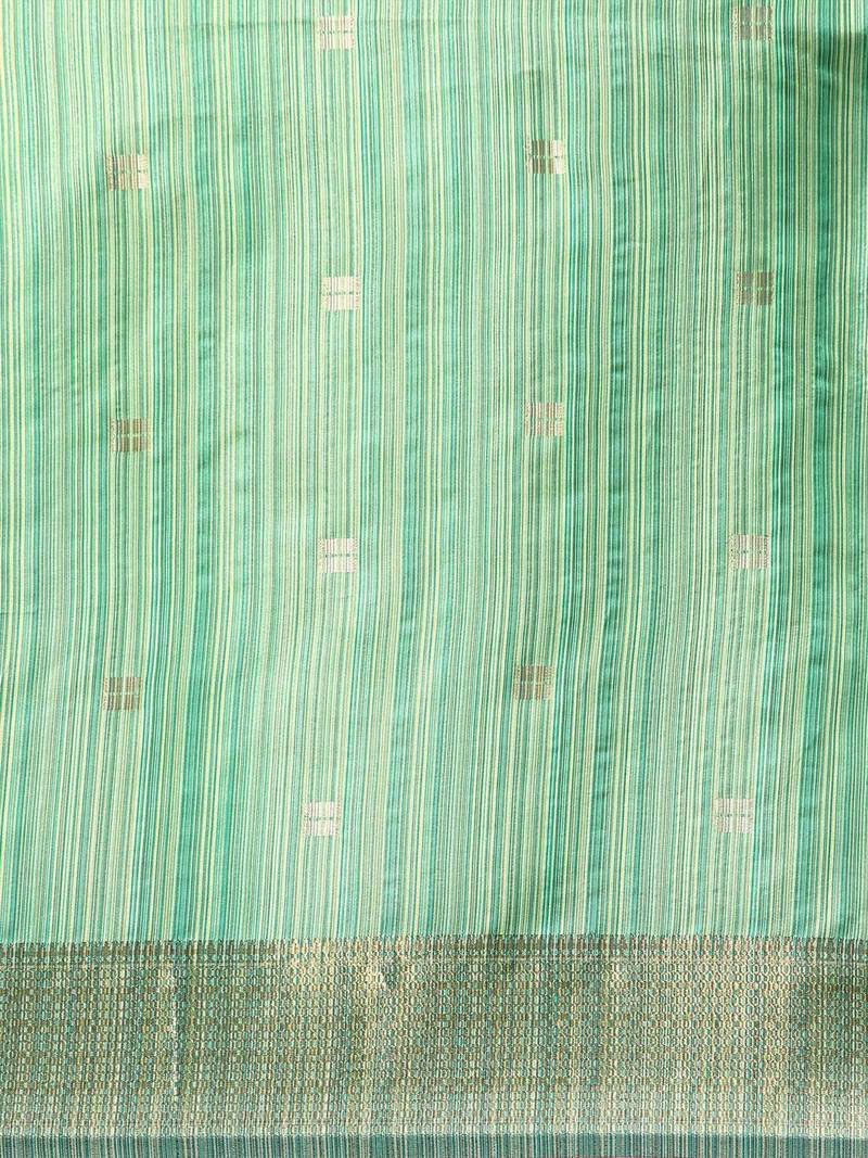 Striped Zari Linen Blend Baluchari Saree