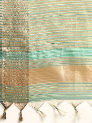 Striped Zari Linen Blend Baluchari Saree 5