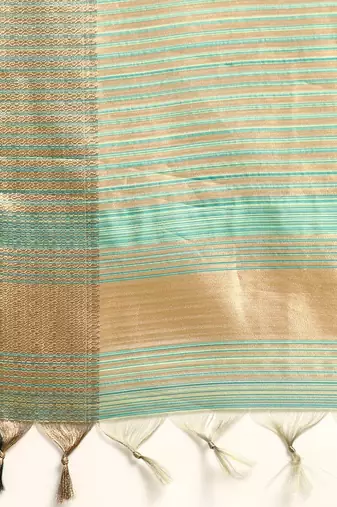 Striped Zari Linen Blend Baluchari Saree