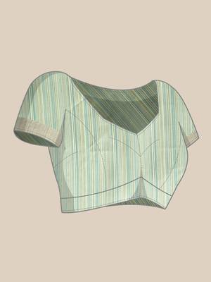Striped Zari Linen Blend Baluchari Saree 7