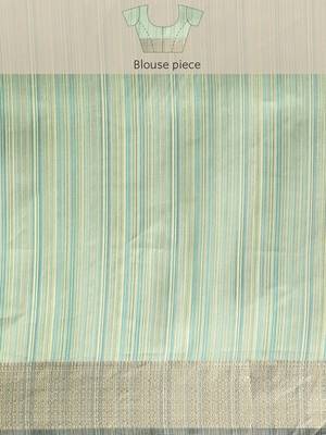 Striped Zari Linen Blend Baluchari Saree 8