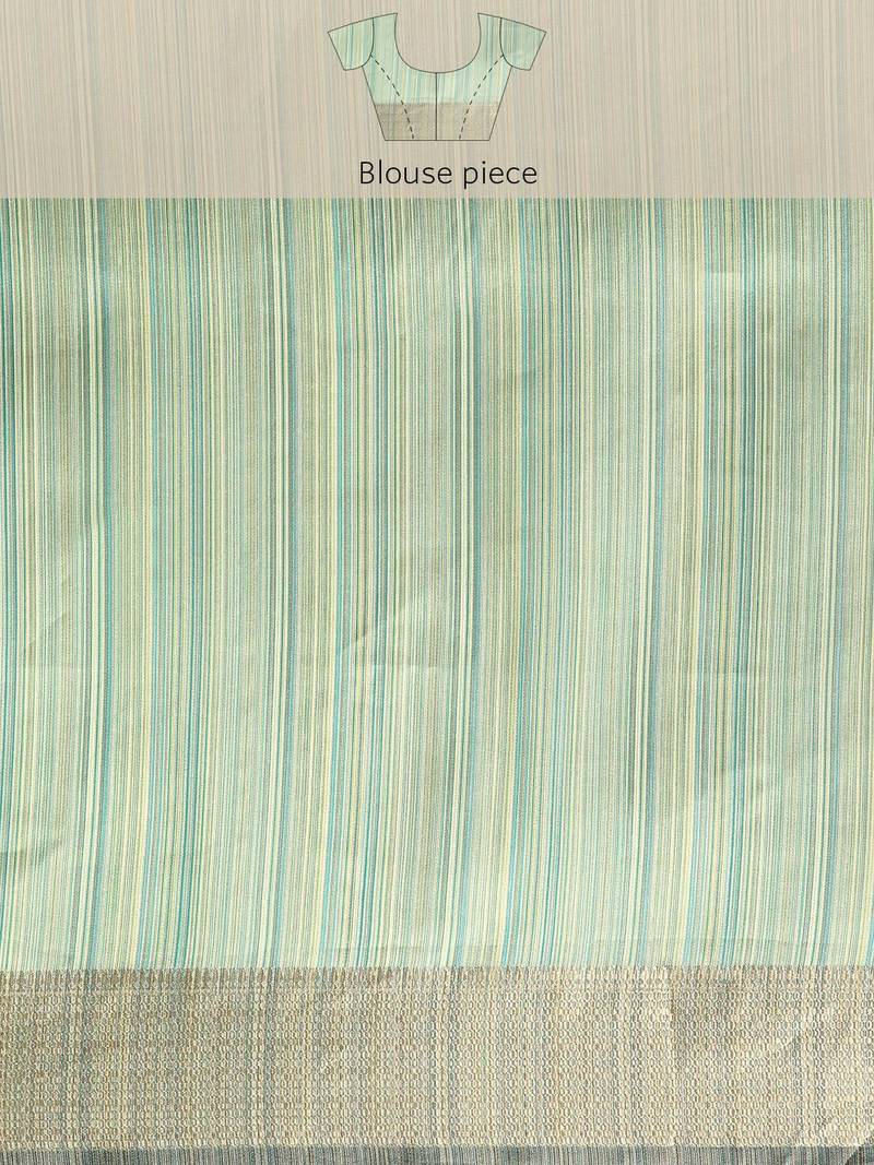 Striped Zari Linen Blend Baluchari Saree