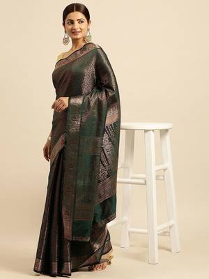 Ethic Motifs Zari Kanjeevaram Saree 1