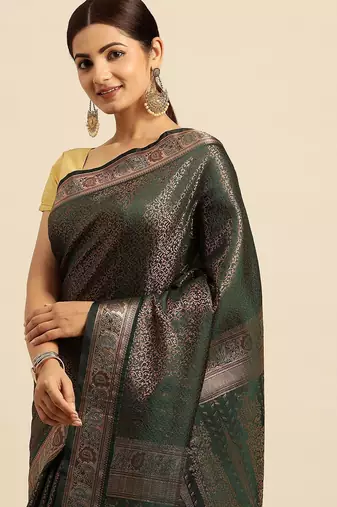 Ethic Motifs Zari Kanjeevaram Saree