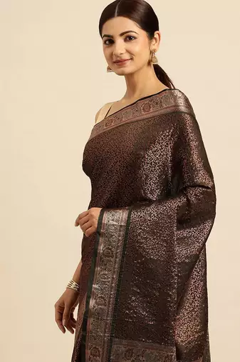 Ethnic Motifs Zari Kanjeevaram Saree