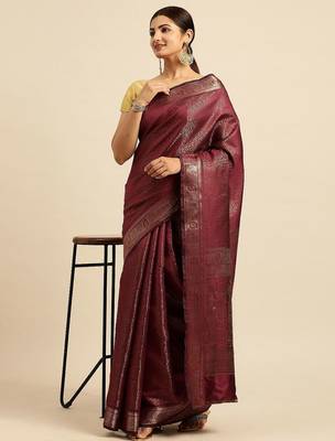 Ethic Motifs Zari Kanjeevaram Saree 1
