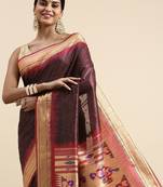 Bandhani Zari Silk Cotton Paithani Saree