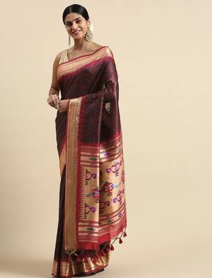 Bandhani Zari Silk Cotton Paithani Saree 2