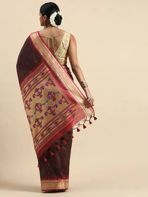 Bandhani Zari Silk Cotton Paithani Saree 3