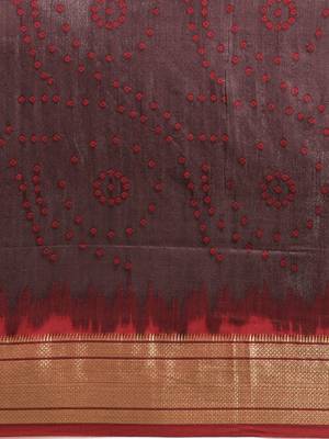 Bandhani Zari Silk Cotton Paithani Saree 4