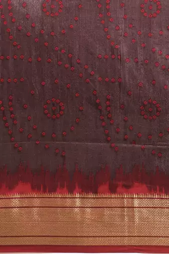 Bandhani Zari Silk Cotton Paithani Saree