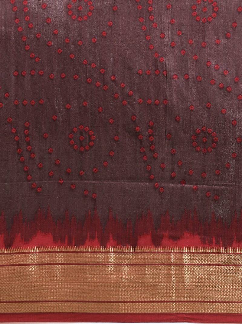 Bandhani Zari Silk Cotton Paithani Saree