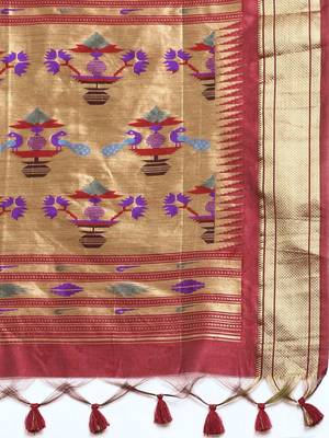Bandhani Zari Silk Cotton Paithani Saree 5