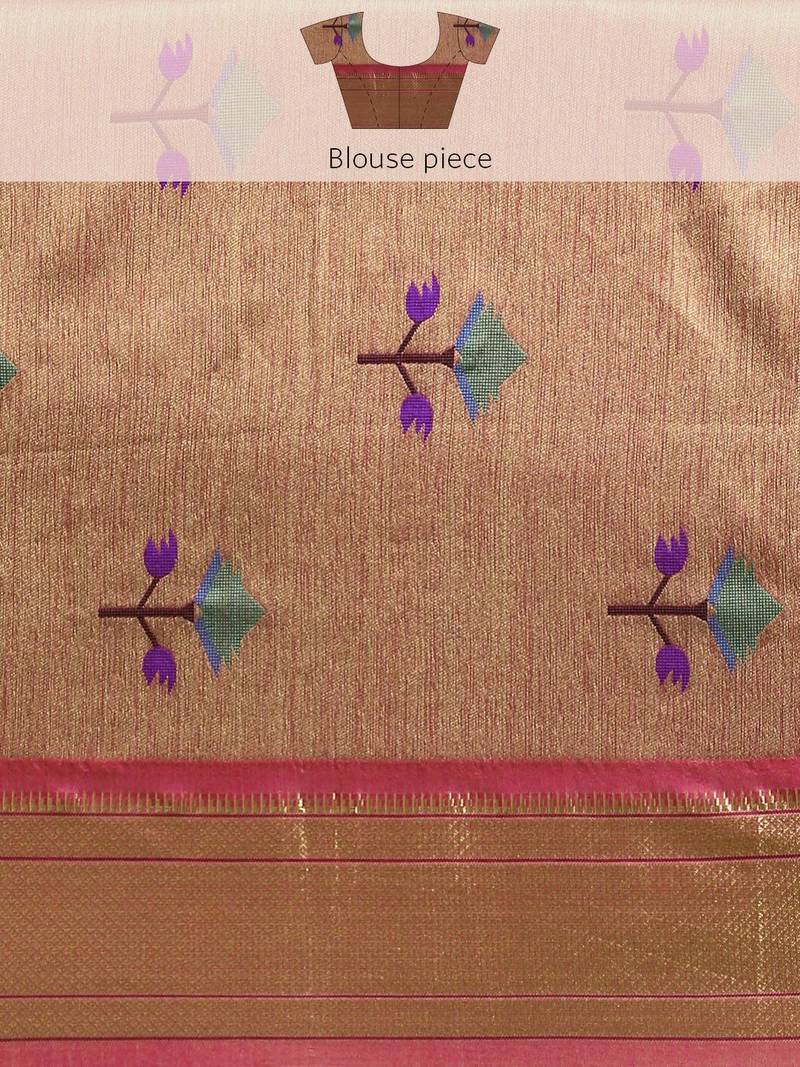 Bandhani Zari Silk Cotton Paithani Saree