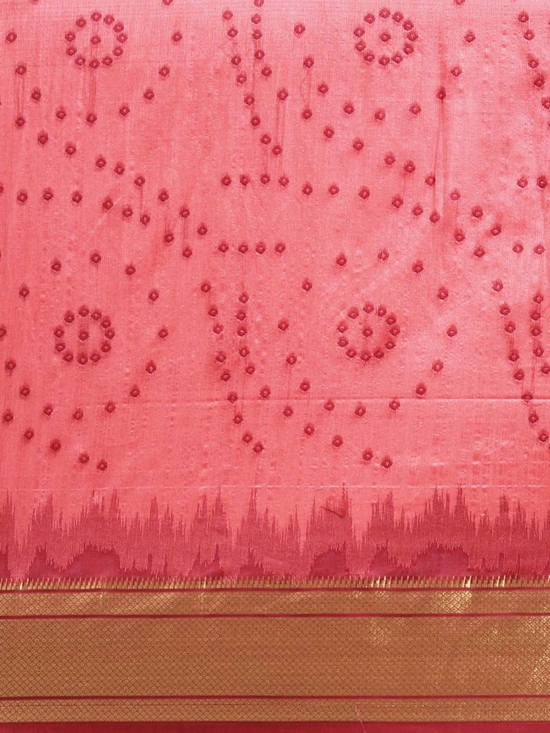 Bandhani Zari Silk Cotton Paithani Saree