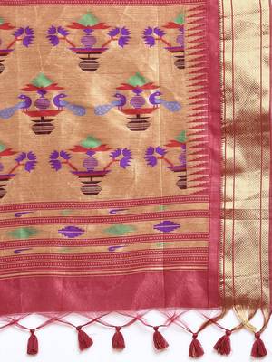Bandhani Zari Silk Cotton Paithani Saree 5