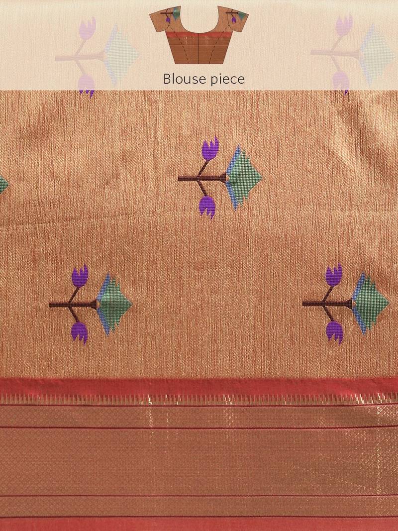 Bandhani Zari Silk Cotton Paithani Saree