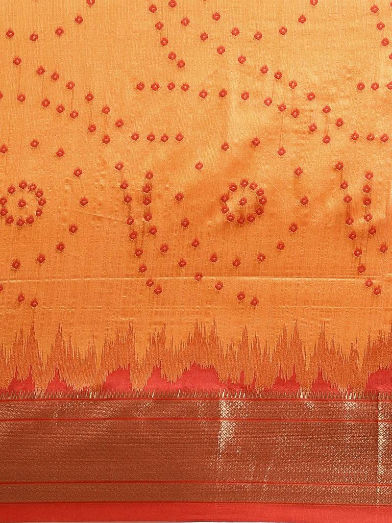 Bandhani Zari Silk Cotton Paithani Saree