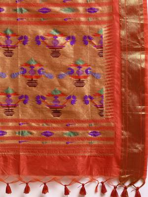 Bandhani Zari Silk Cotton Paithani Saree 5