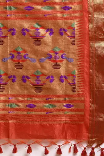 Bandhani Zari Silk Cotton Paithani Saree