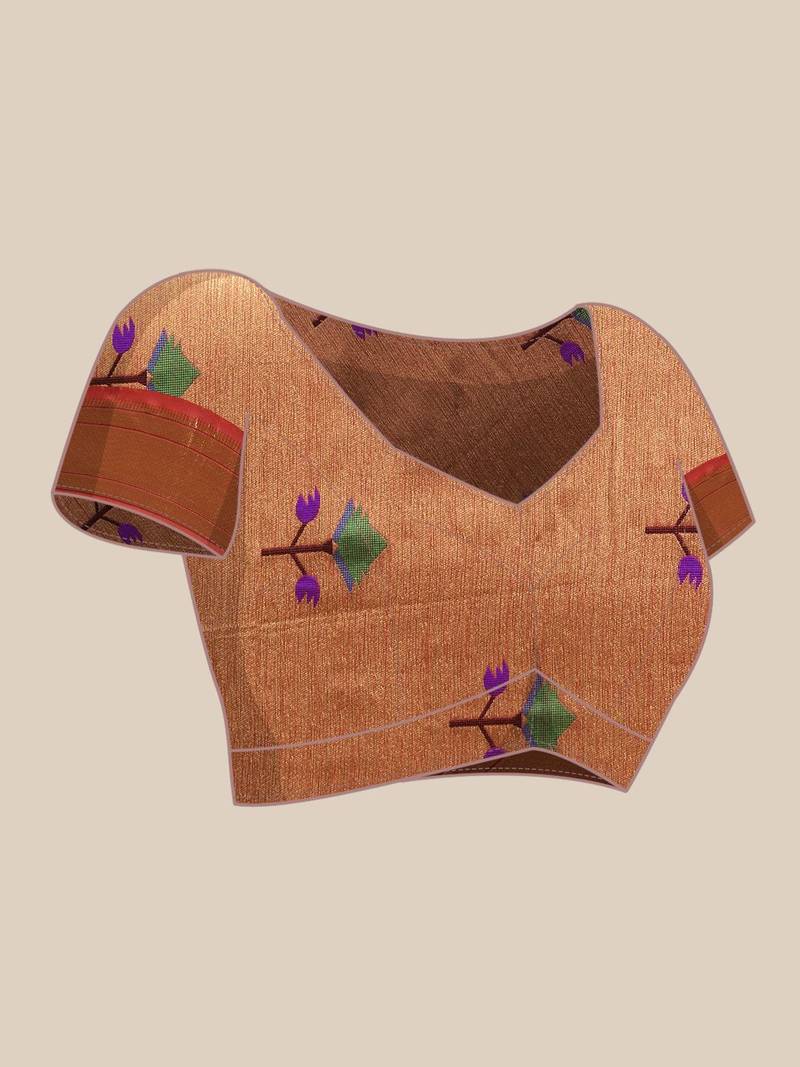 Bandhani Zari Silk Cotton Paithani Saree